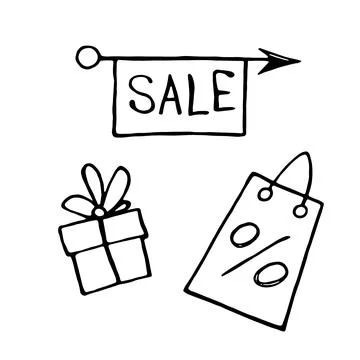 Hand drawn design elements, clip arts in doodle flat style on theme of Black  イラスト素材