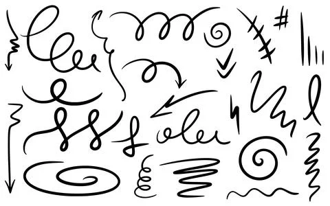 Hand drawn design elements doodle style set Stock Illustration