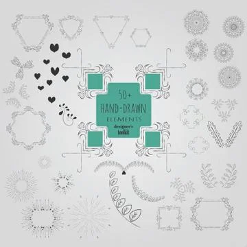 Hand drawn design elements Stock Illustration