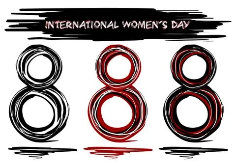 Hand drawn design elements for International Women's Day Stock Illustration