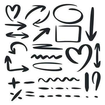 Hand drawn design elements set in doodle style Ilustración de archivo