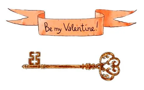 Hand drawn design romantic elements for Valentines day. Be my Valentine  Stock Illustration