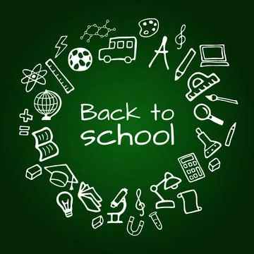 Hand drawn design set. Back to school. School board Stock Illustration