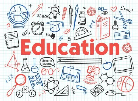 Hand drawn design vector illustration, set of education Stock Illustration