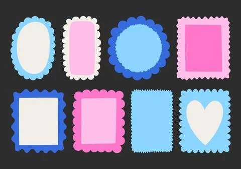Hand drawn designs, backgrounds, borders, frames in various shapes for printing. Stock Illustration