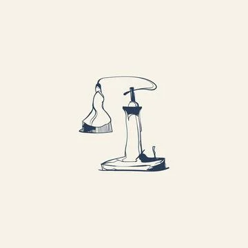 Hand Drawn Desk Lamp with Snail Sketch Vector Illustration 스톡 일러스트