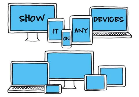 Hand-drawn devices, vector set Stock Illustration
