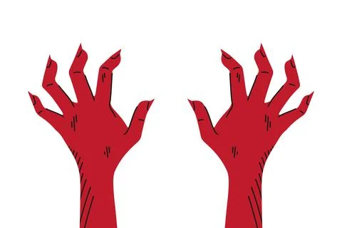 Hand drawn devil hands with claws. Monster hands isolated on white background Illustrazione stock