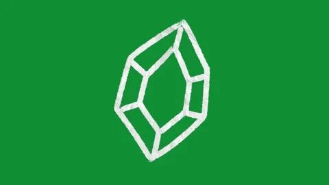 Hand Drawn Diamond Gemstone Icon 2D Animation Green Screen Stock Footage 334579521