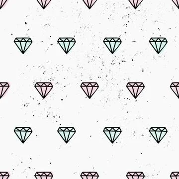 Hand Drawn Diamonds Seamless Pattern Stock Illustration