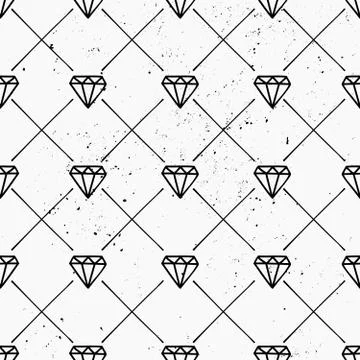Hand Drawn Diamonds Seamless Pattern Illustrazione stock