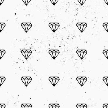 Hand Drawn Diamonds Seamless Pattern Stock Illustration