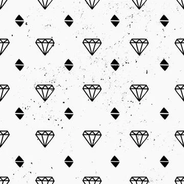 Hand Drawn Diamonds Seamless Pattern Stock Illustration