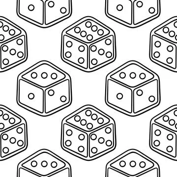 Hand drawn dice seamless pattern Stock Illustration