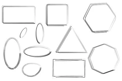 Hand drawn different shapes and line art. Doodles for artwork. Stock Illustration