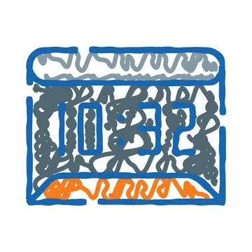 Hand drawn digital clock display with time numbers イラスト素材