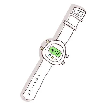 Hand Drawn Digital Watch Stock Illustration