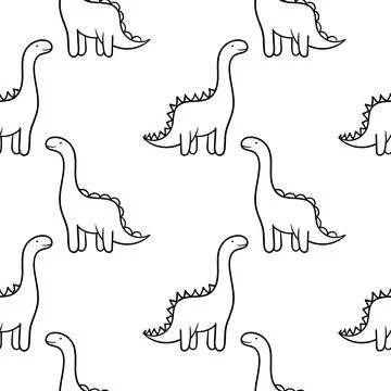 Hand drawn dinosaur seamless pattern Stock Illustration