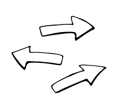 Hand Drawn Direction Arrows Set Minimal Line Art Business Illustration Stock Illustration