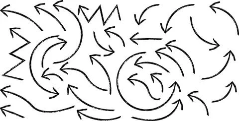 Hand Drawn Directional Arrows Set for Navigation and Communication Stock Illustration