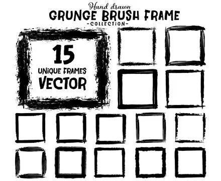 Hand Drawn Distressed Vector Borders 15 Pack Stock Illustration