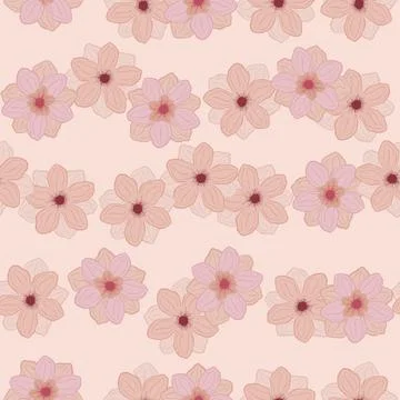 Hand drawn ditsy seamless pattern with cute random anemone bud flower shapes. 스톡 일러스트