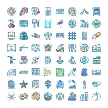 Hand drawn diverse icon collection on white background Stock Illustration