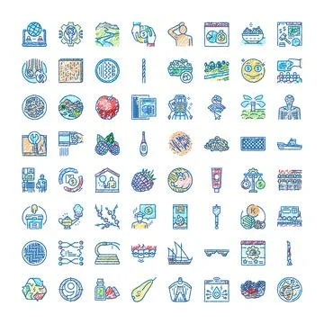 Hand drawn diverse icons set in scribble style Stock Illustration