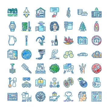 Hand drawn diverse scribble icons collection set 库存插图