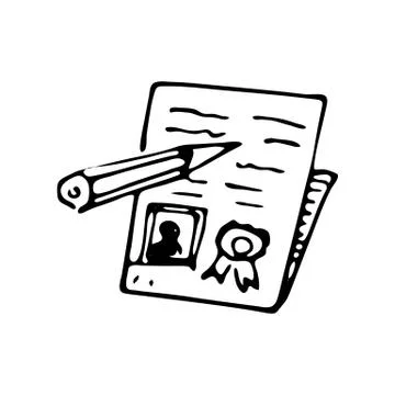 Hand drawn document doodle icon. Hand drawn black sketch. Sign symbol. Decora Stock Illustration