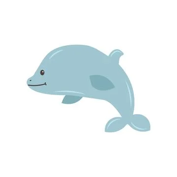 Hand drawn Dolphin on white background. Sea animal. Ocean vibes. Element of sea Stock Illustration