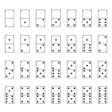 Hand drawn domino set consisting of 28 knuckles. Game is sports and for Stock Illustration