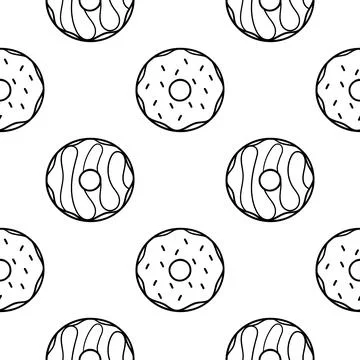 Hand drawn donut seamless pattern Stock Illustration