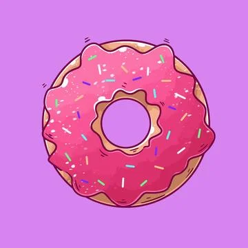 Hand drawn donuts cartoon vector Stock Illustration