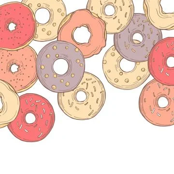 Hand drawn donuts. Vector  background Illustrazione stock