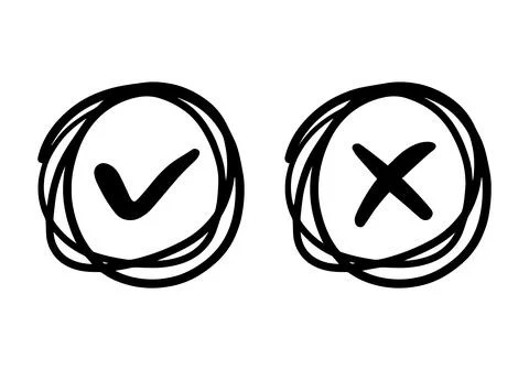 Hand drawn Doodle abstract of Checkmark icon in Vector illustration Stock Illustration
