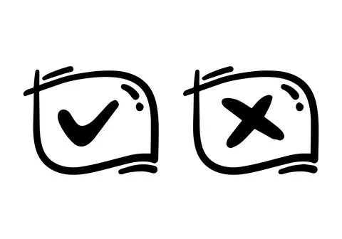 Hand drawn Doodle abstract of Checkmark icon in Vector illustration Stock Illustration