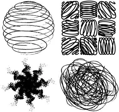 Hand drawn doodle abstract pattern in black and white style, texture background Stock Illustration
