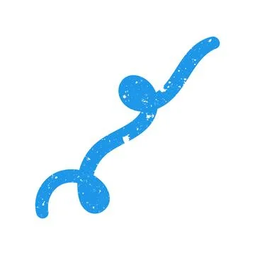 Hand drawn doodle abstract scribble naive blue shape Stock Illustration