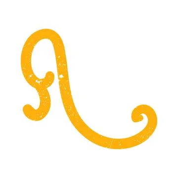 Hand drawn doodle abstract scribble yellow curved shape Stock Illustration