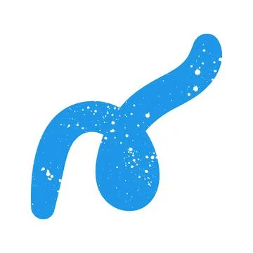 Hand drawn doodle abstract scribble blue curved shape Stock Illustration