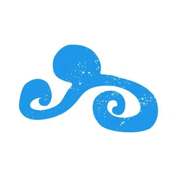 Hand drawn doodle abstract scribble blue graphic curved shape Stock Illustration