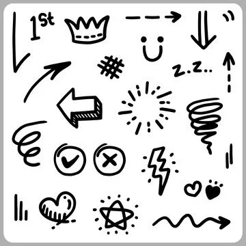 Hand drawn Doodle abstract of Swash Black Thin Line Set Stock Illustration