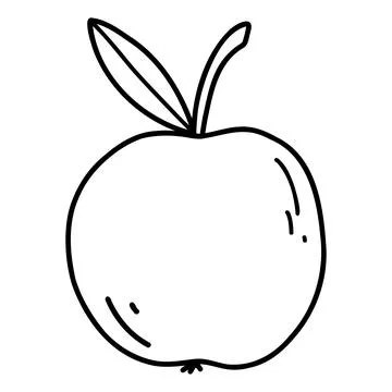Hand drawn doodle apple. Vector sketch black outline illustration of fresh ripe Stock Illustration