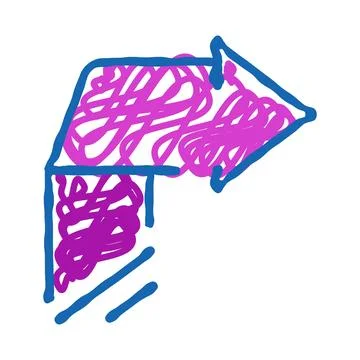 Hand drawn doodle arrow turning right direction イラスト素材