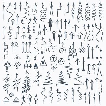 Hand Drawn Doodle Arrows Set Stock Illustration