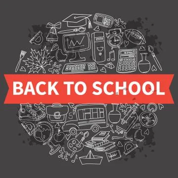 Hand drawn doodle back to school Stock Illustration