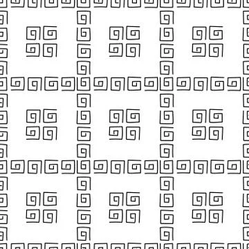 Hand drawn Doodle background, square shaped spirals, swirling lines. Monochro Stock Illustration