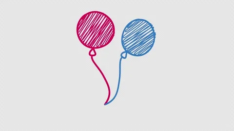 Hand drawn doodle balloon concept Loop animation with Alpha Channel Stock Footage 279710384