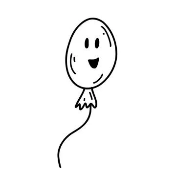 Hand drawn doodle balloon with face. Halloween cartoon element, vector sketch Stock Illustration
